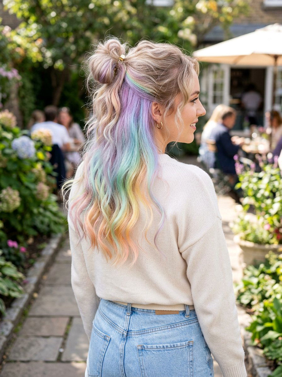 Pastel Rainbow Underlayer Half Up Hair - 20 pastel rainbow underlayer hair - 20 pastel rainbow underlayer hair