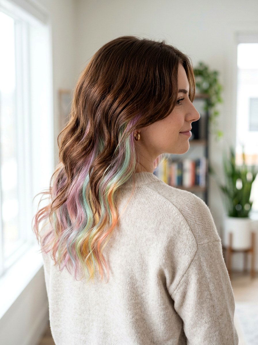 Pastel Rainbow Underlayer On Brown Hair - 20 pastel rainbow underlayer hair - 20 pastel rainbow underlayer hair