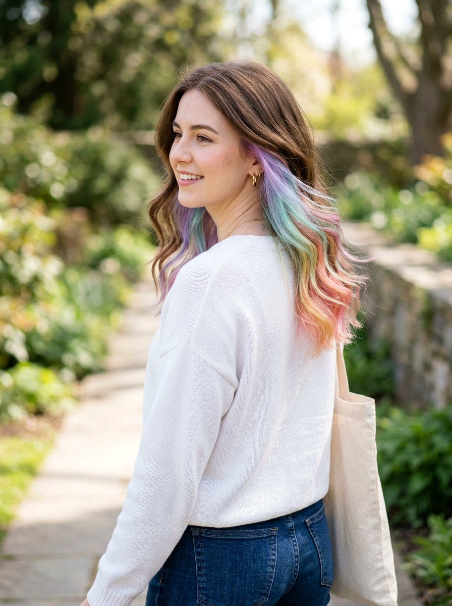 Pastel Rainbow Underlayer On Natural Hair Color - 20 pastel rainbow underlayer hair - 20 pastel rainbow underlayer hair