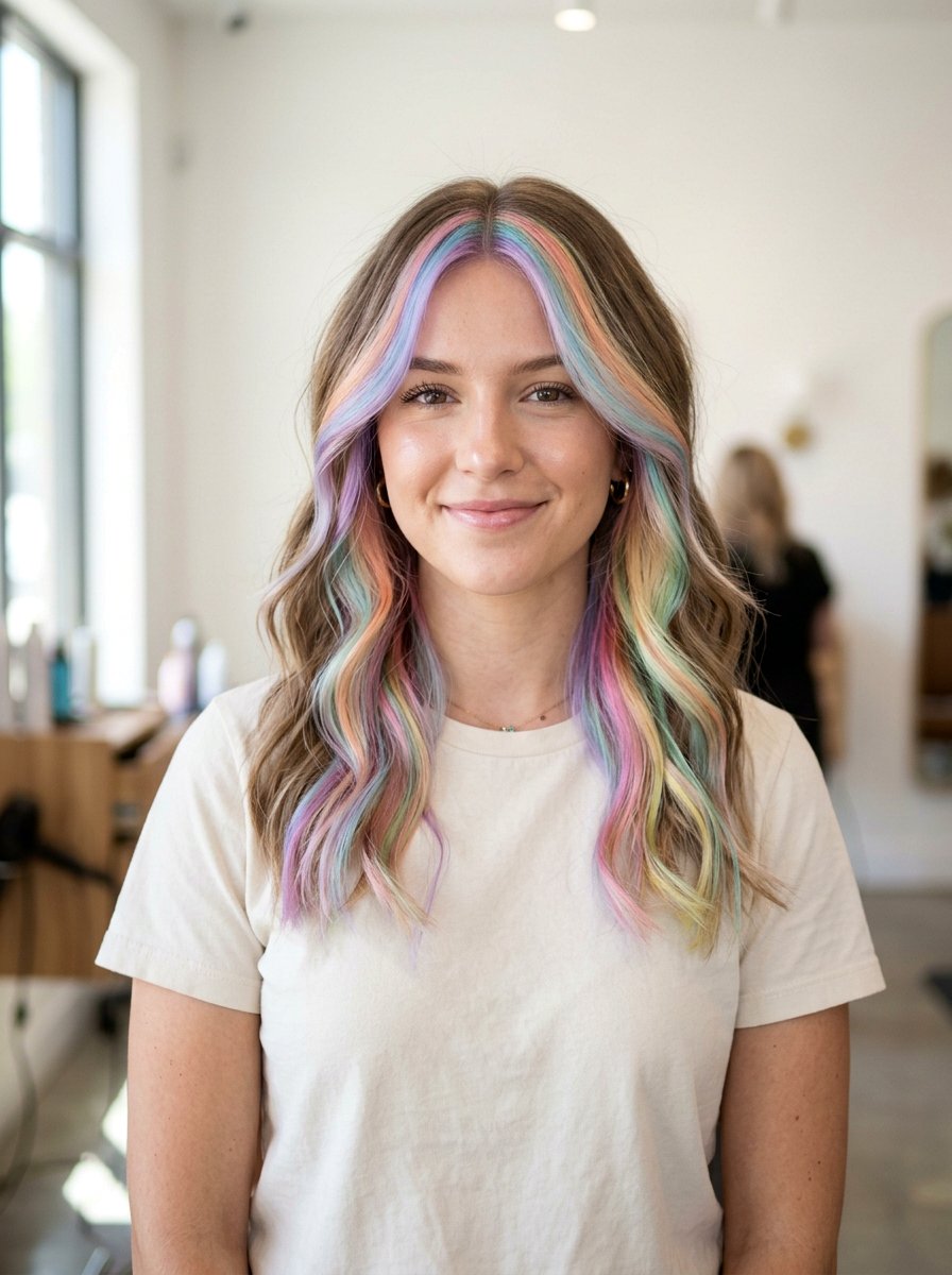 Pastel Rainbow Underlayer With Face Framing - 20 pastel rainbow underlayer hair - 20 pastel rainbow underlayer hair