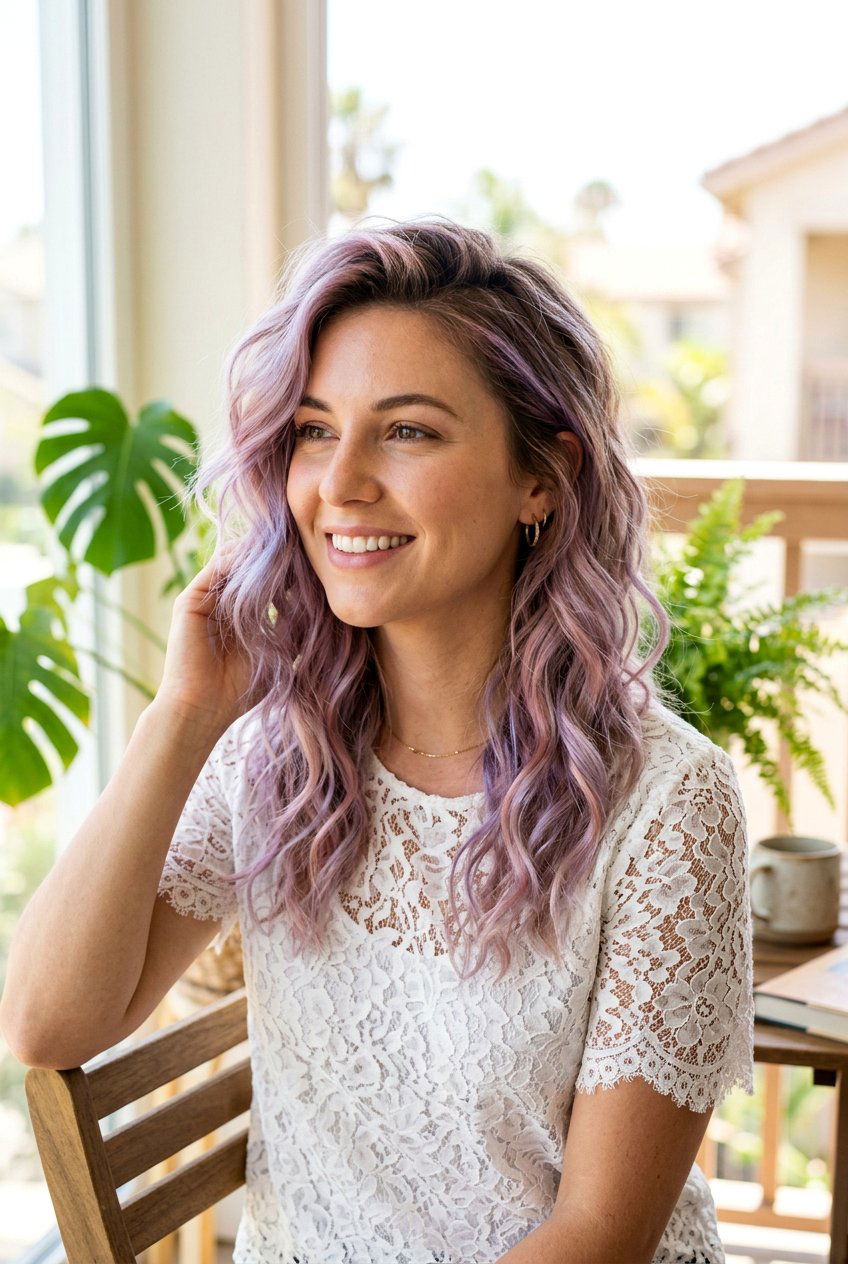 Pastel Tinted Waves - 20 boho festival waves hairstyle - 20 boho festival waves hairstyle