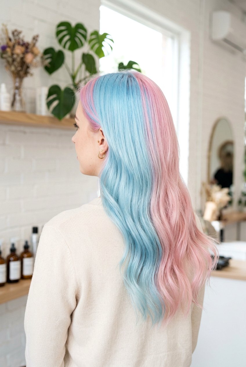 Pastel blue and pink split dye - 20 split dye hair color - 20 split dye hair color