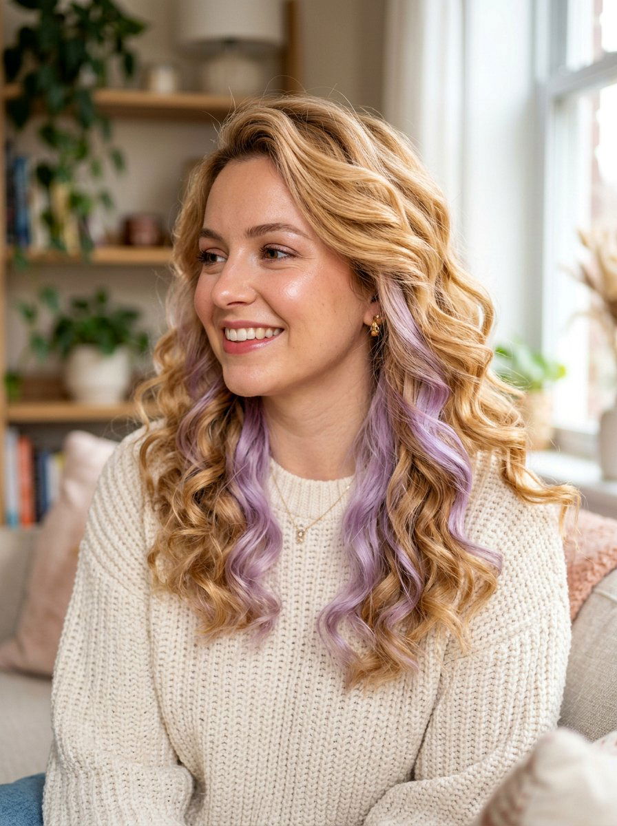 Pastel lavender underlayer on honey blonde hair - 20 lavender underlayer on blonde hair - 20 lavender underlayer on blonde hair