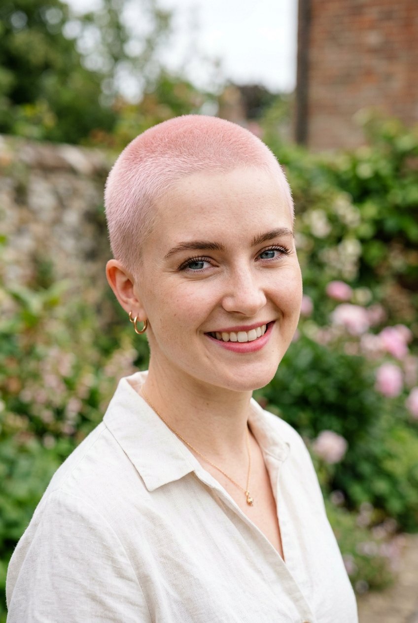 Pastel pink buzz cut - 20 hair color ideas for short hair - 20 hair color ideas for short hair