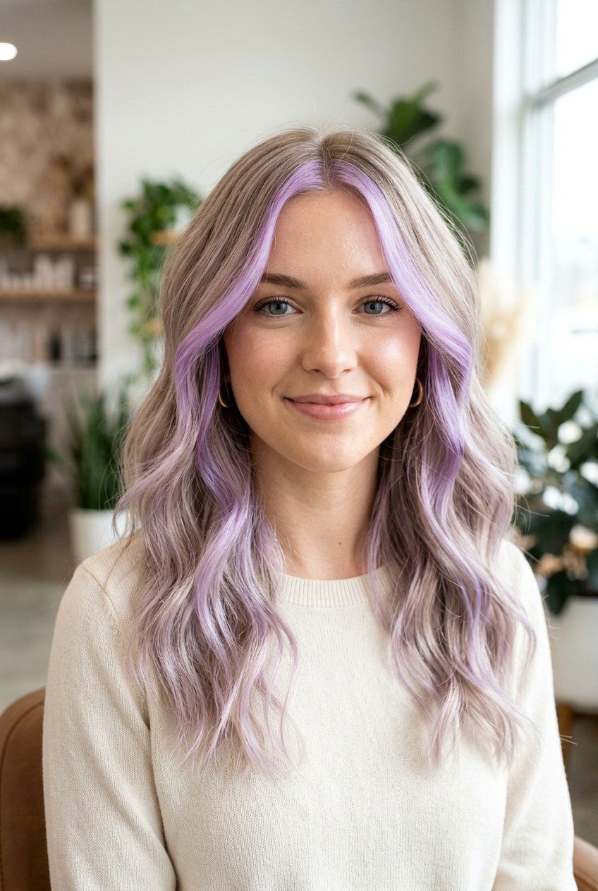 Pastel purple highlights - 20 face framing highlights - 20 face framing highlights