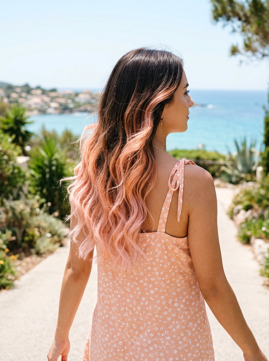 Peach Balayage On Dark Brown Hair - 20 summer balayage for dark hair - 20 summer balayage for dark hair