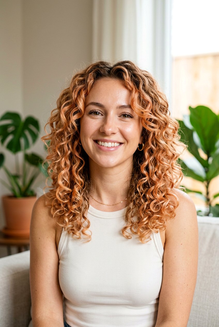Peach Blonde Balayage On Curly Hair - 20 peach blonde balayage - 20 peach blonde balayage