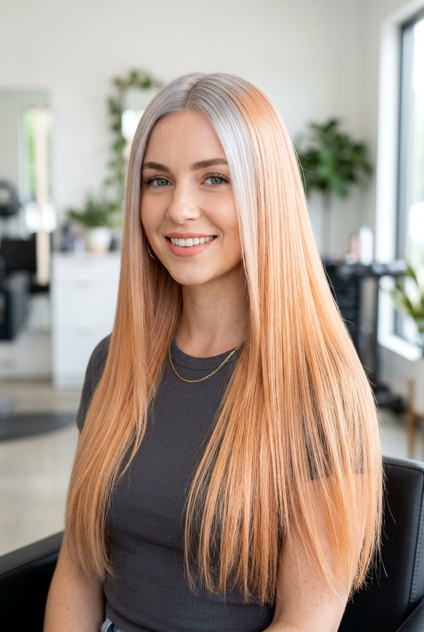 Peach Blonde Icy Root Contrast - 20 soft peach blonde hair - 20 soft peach blonde hair