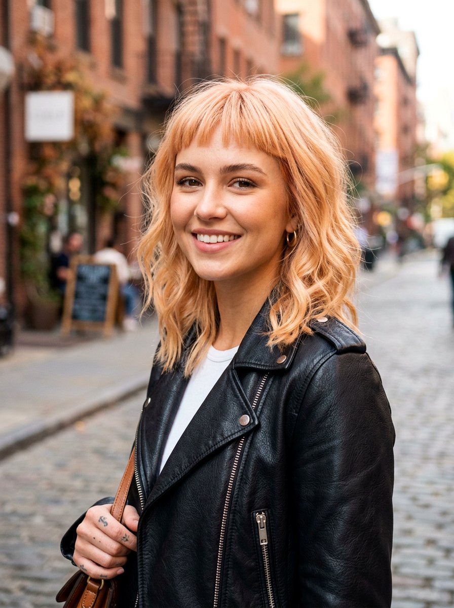 Peach Blonde Micro Bangs - 20 summer peach blonde hair color - 20 summer peach blonde hair color