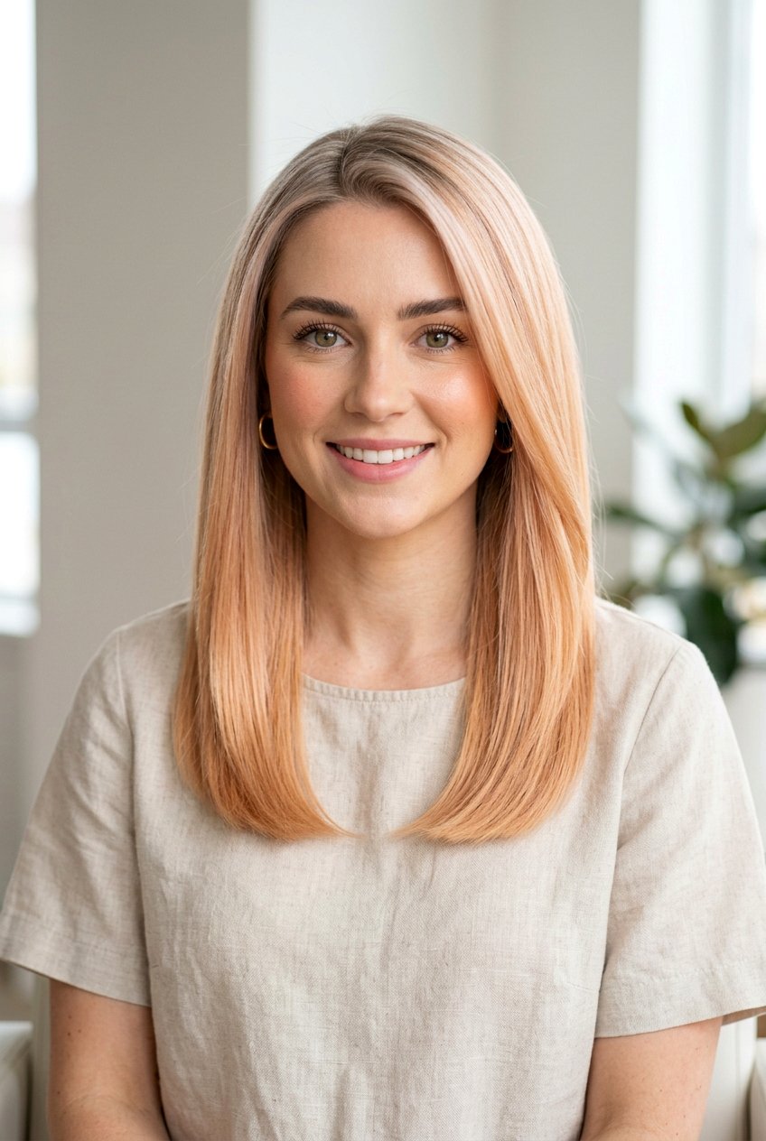 Peach Blonde with Blonde Roots - 20 soft peach blonde hair - 20 soft peach blonde hair