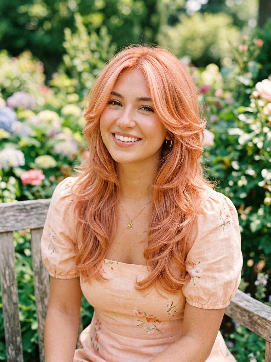 Peach Copper Butterfly Haircut - 20 copper butterfly haircut color ideas - 20 copper butterfly haircut color ideas