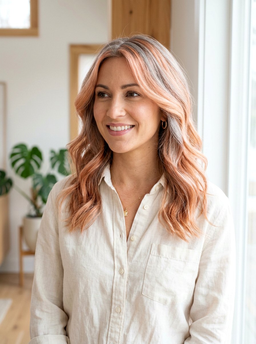 Peach Copper Gray Blend Hair - 20 copper gray blend for mature women - 20 copper gray blend for mature women