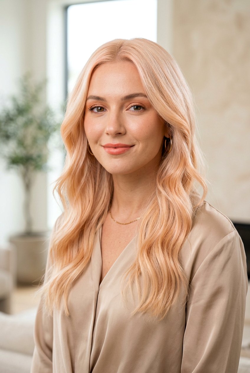 Peach Cream Blonde Color - 20 blonde hair with soft peach undertones - 20 blonde hair with soft peach undertones