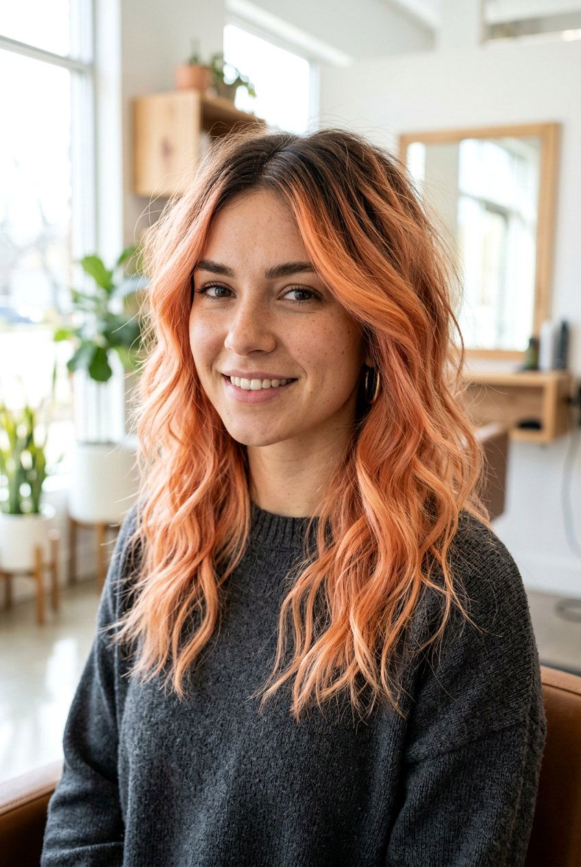 Peach Hair On Dark Roots - 20 peach hair color ideas - 20 peach hair color ideas