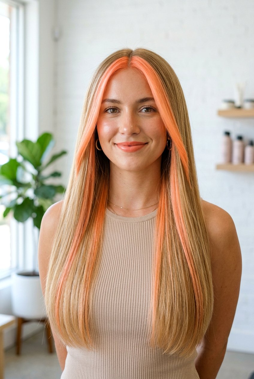 Peach Money Piece Hair - 20 peach hair color ideas - 20 peach hair color ideas