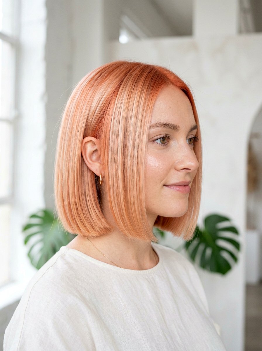 Peach Sunrise Hair Color On Bob Cut - 20 sunrise hair color ideas - 20 sunrise hair color ideas