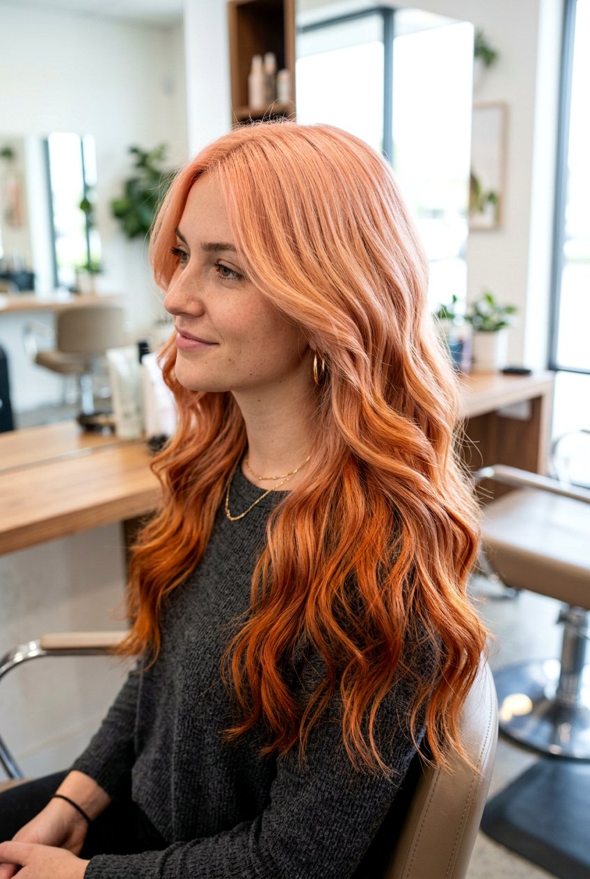 Peach To Burnt Orange Reverse Ombre - 20 reverse ombre hair - 20 reverse ombre hair