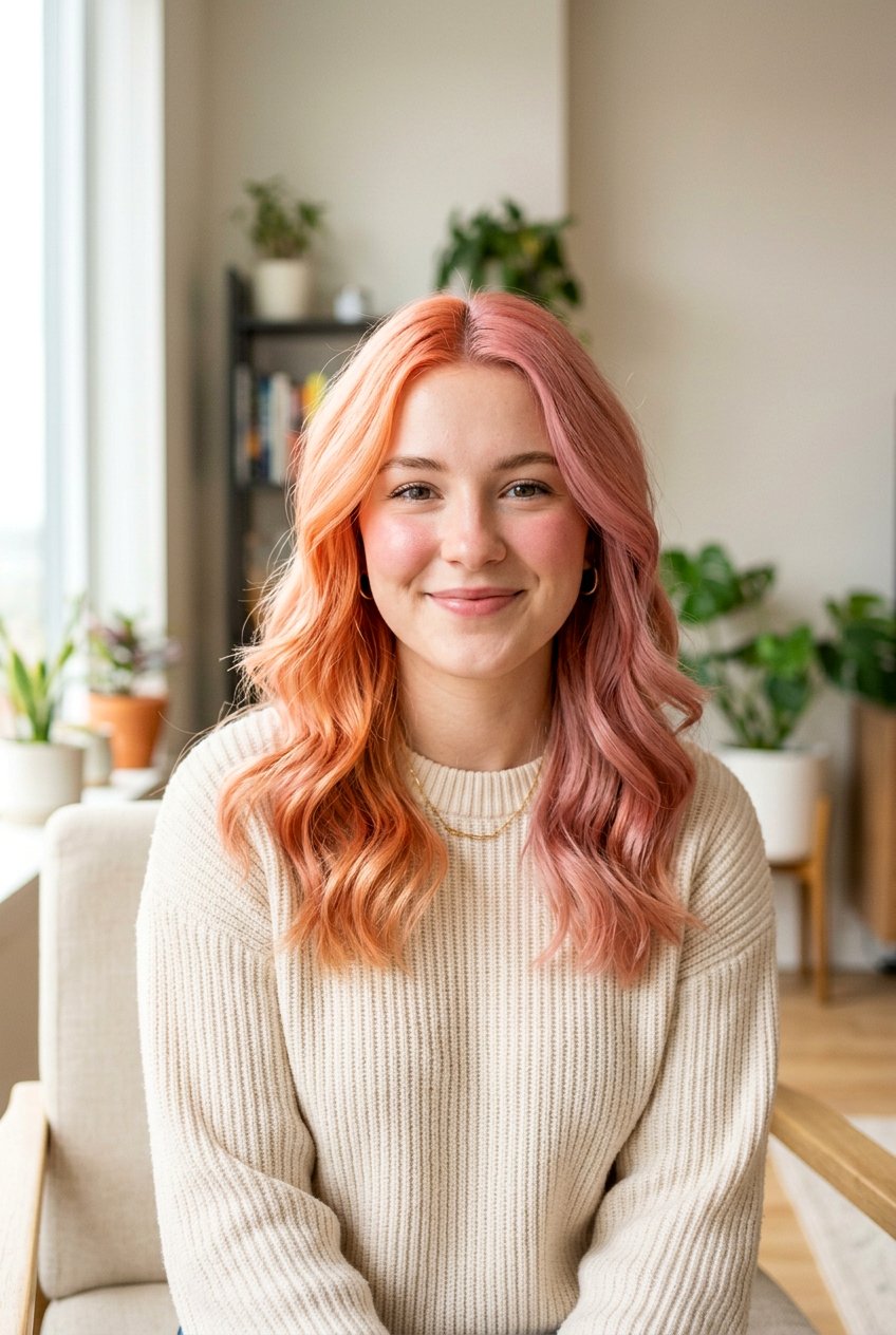 Peach and pink split dye - 20 split dye hair color - 20 split dye hair color