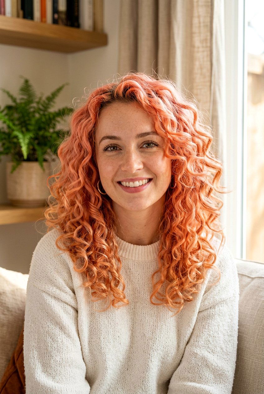 Peach curly hair - 20 hair color ideas for curly hair - 20 hair color ideas for curly hair
