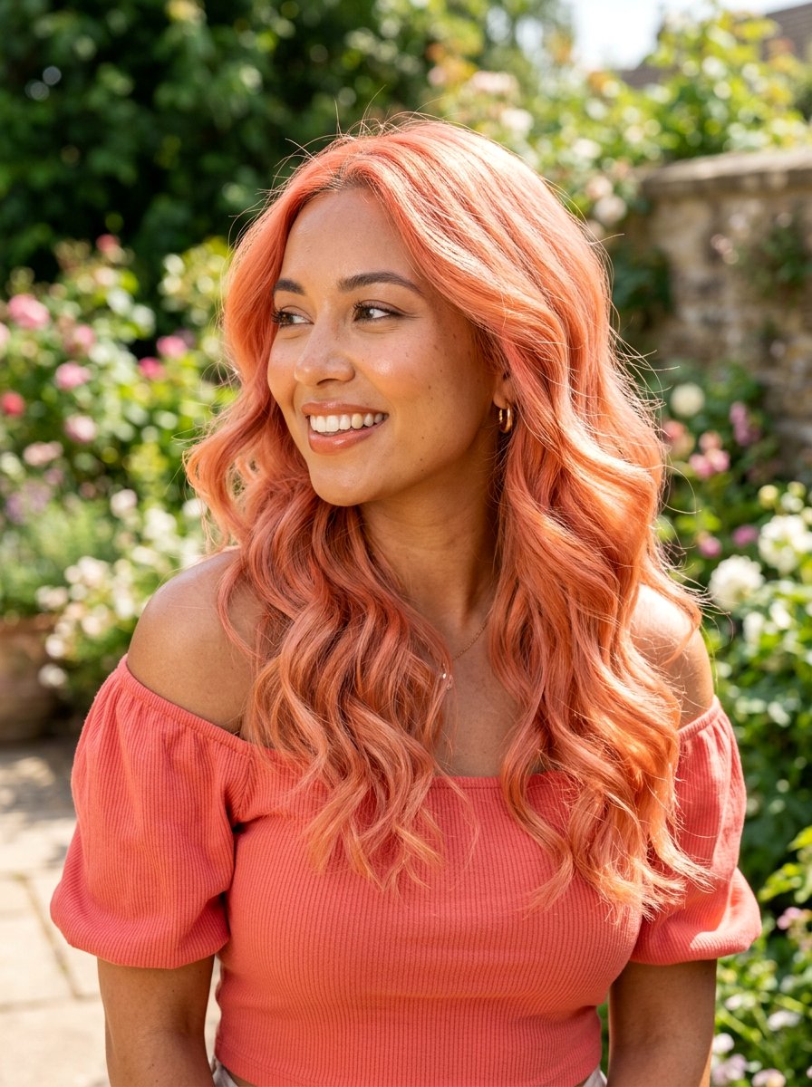 Peachy Coral Hair Color - 20 photoshoot hair color ideas - 20 photoshoot hair color ideas
