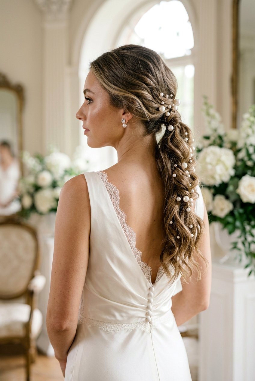 Pearl Adorned Ponytail - 20 boho bridal ponytail - 20 boho bridal ponytail