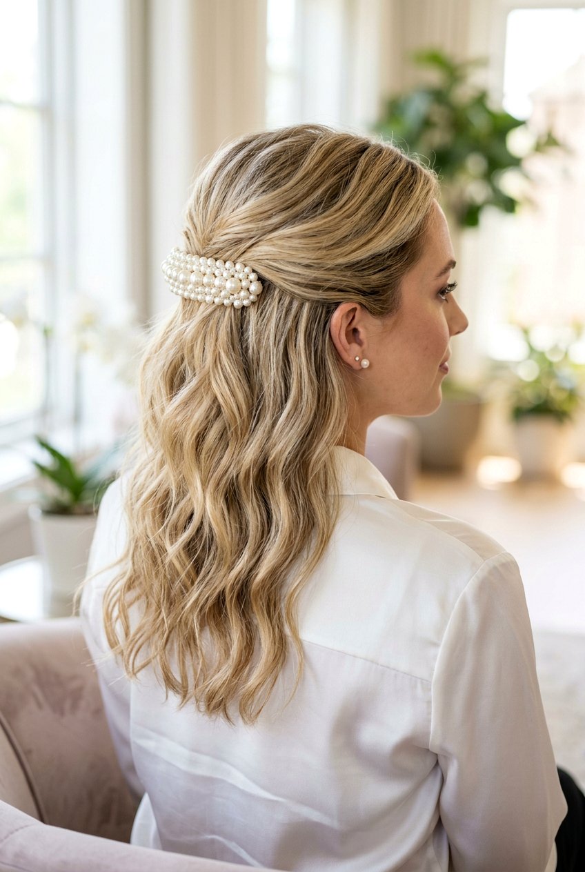 Pearl Barrette Half Up - 20 barrette half up hairstyle - 20 barrette half up hairstyle