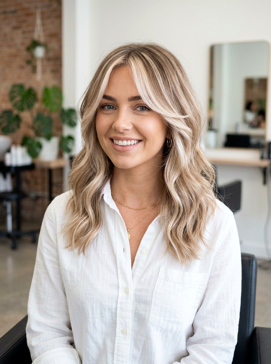 Pearl Beige Blonde Balayage with Face Framing Highlights - 20 pearl beige blonde balayage - 20 pearl beige blonde balayage