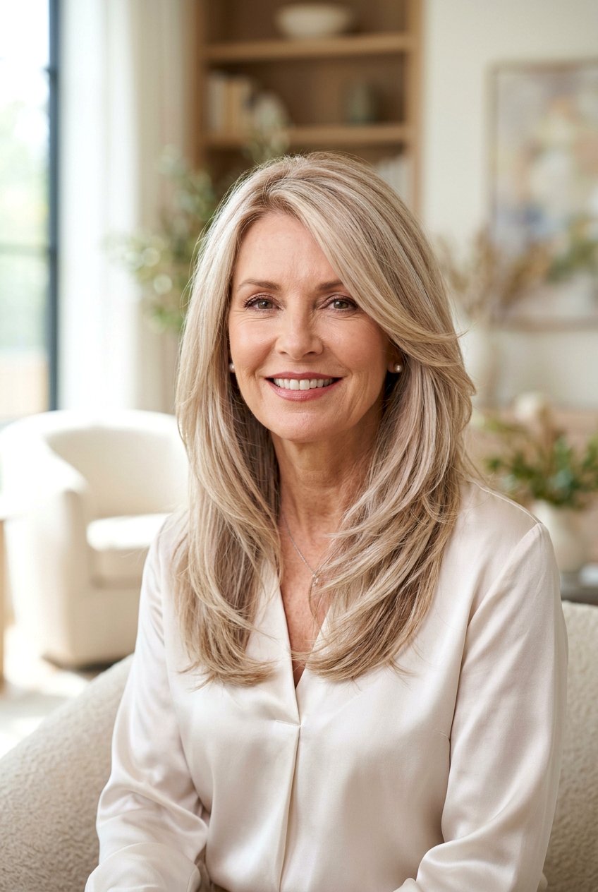 Pearl Beige Blonde Layers - 20 rooted beige blonde for women over 50 - 20 rooted beige blonde for women over 50