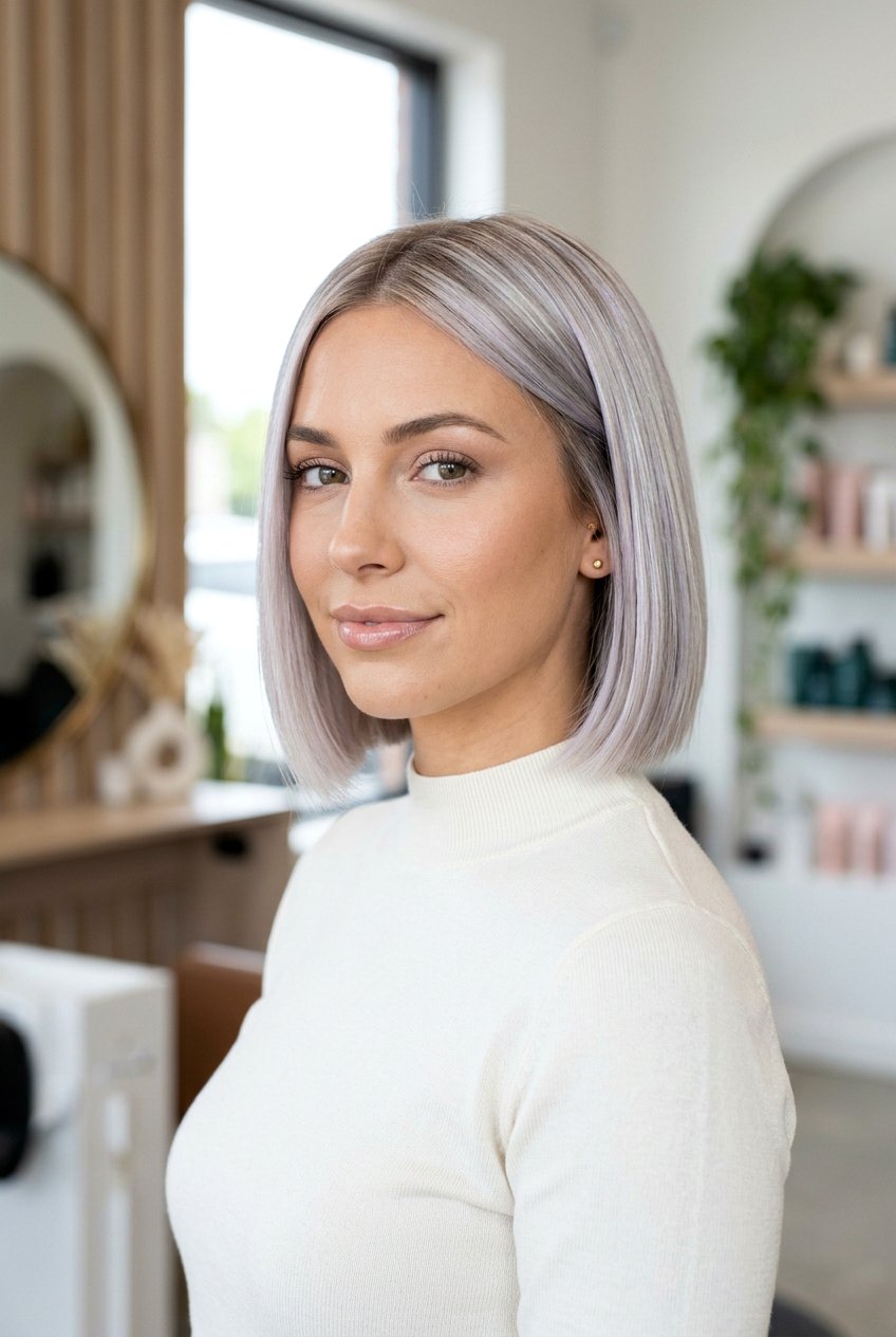 Pearl Blonde Balayage Micro Bob - 20 blonde bob balayage ideas - 20 blonde bob balayage ideas