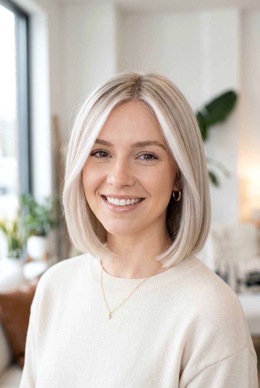 Pearl Blonde Bob With Face Framing Highlights - 20 pearl blonde bob - 20 pearl blonde bob