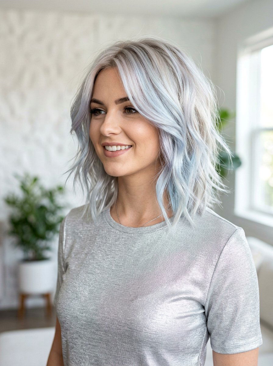 Pearl Blonde Dimensional Layered Lob - 20 dimensional blonde for layered lob - 20 dimensional blonde for layered lob