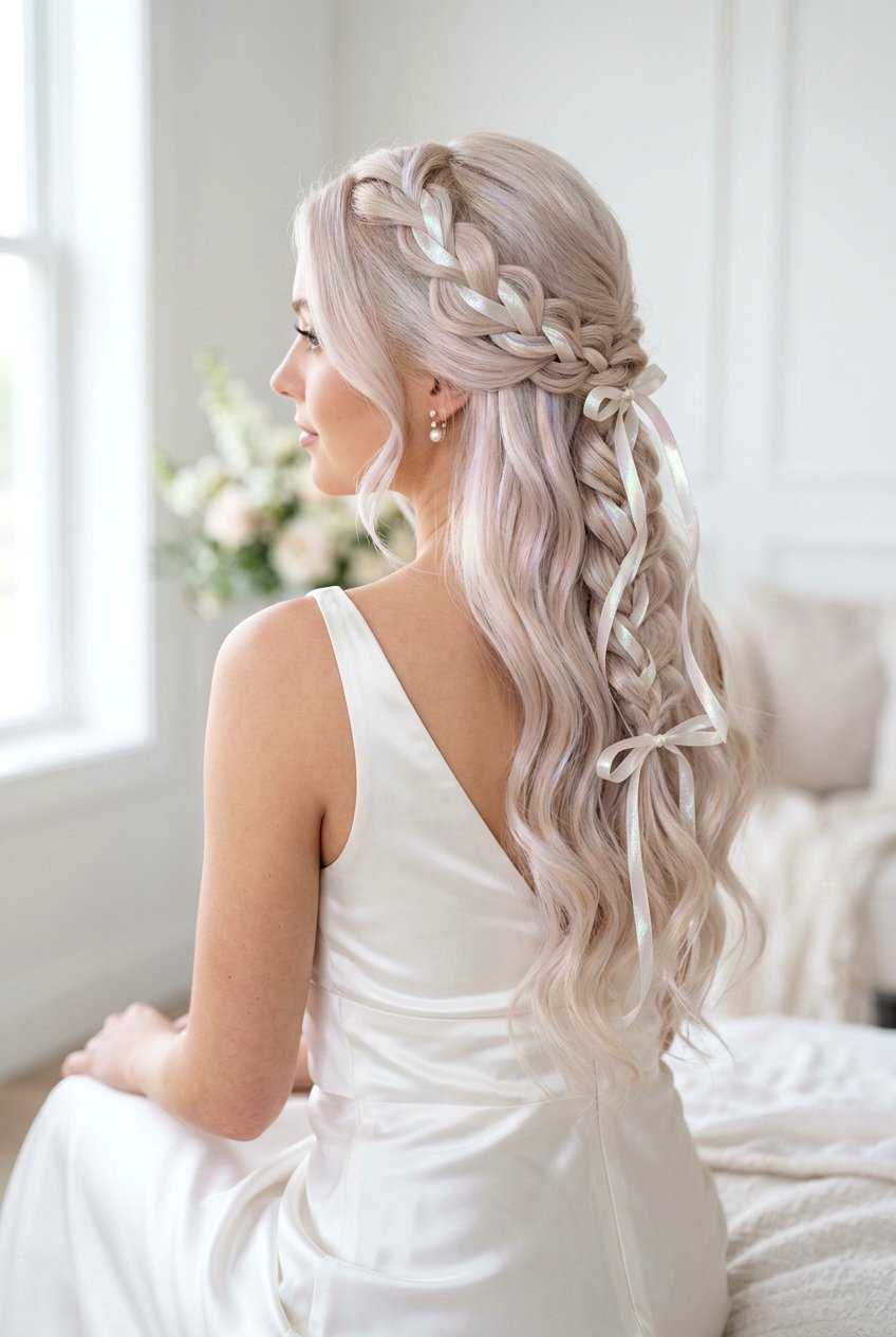 Pearl Blonde Iridescent Ribbons - 20 delicate blonde ribbons for mature hair - 20 delicate blonde ribbons for mature hair