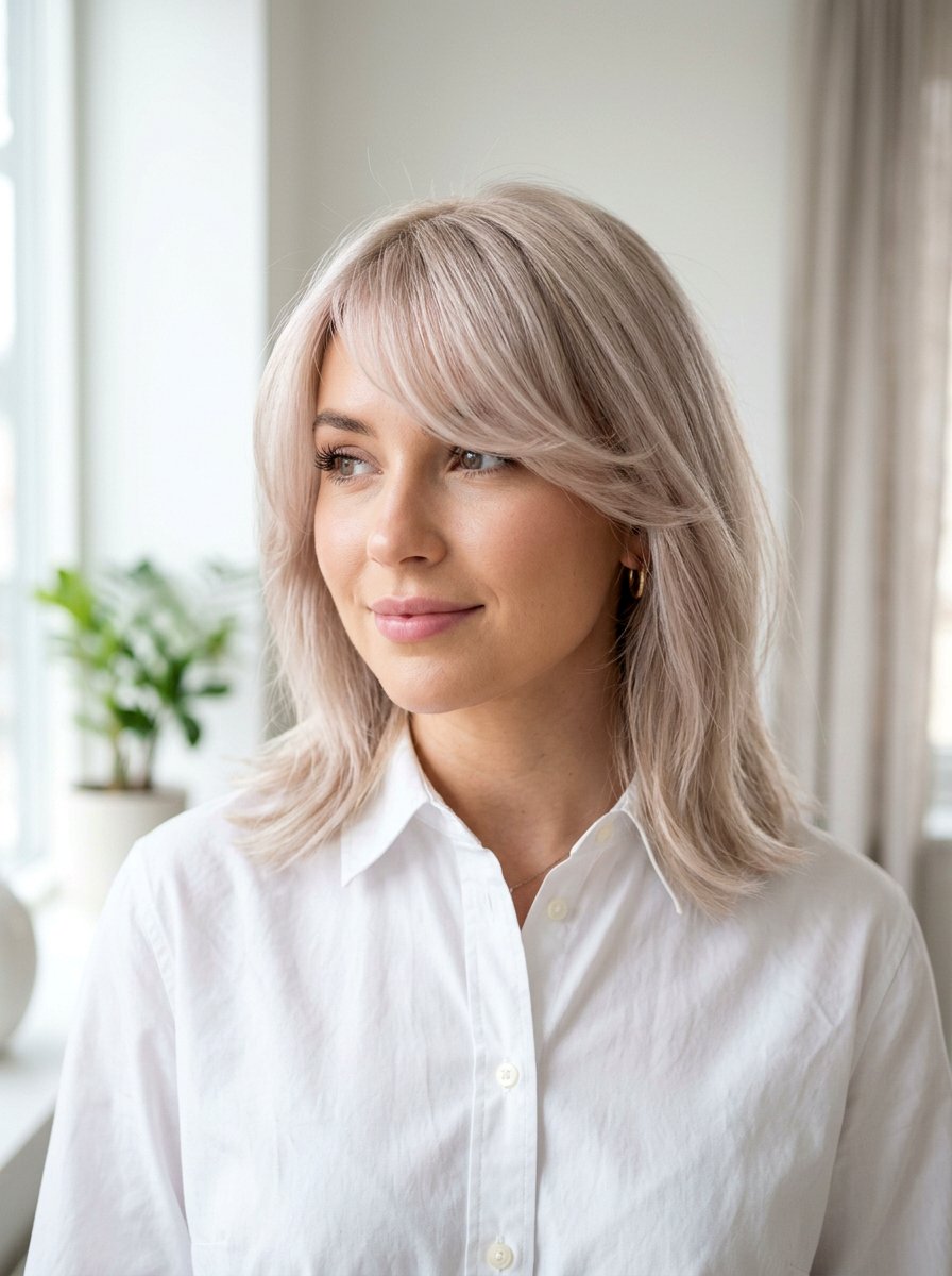 Pearl Blonde Side Swept Bangs - 20 pearl blonde for mature women - 20 pearl blonde for mature women