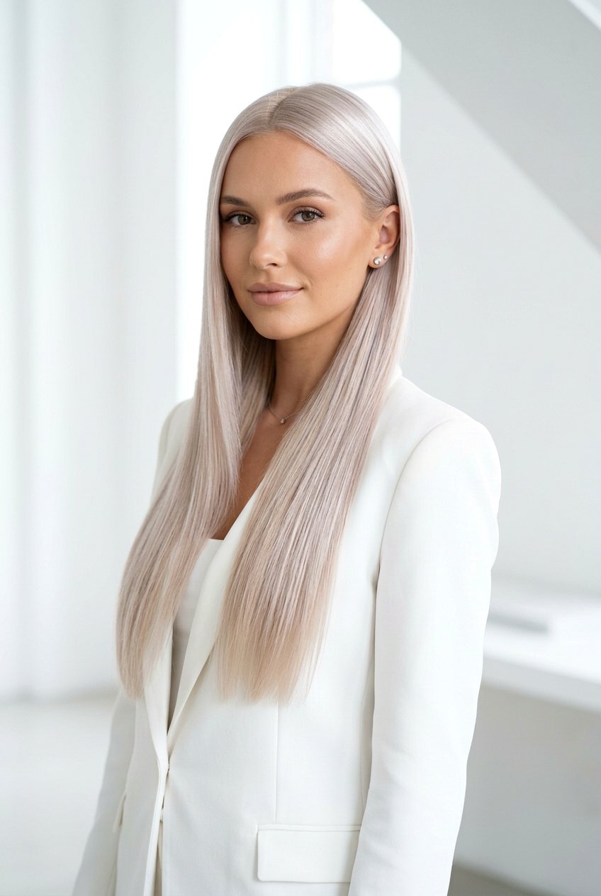Pearl Blonde Sleek Blowout - 20 expensive blonde blowout hairstyle - 20 expensive blonde blowout hairstyle
