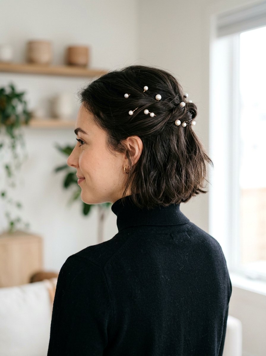 Pearl Bobby Pin Half Up - 20 pearl clip half up hairstyle - 20 pearl clip half up hairstyle