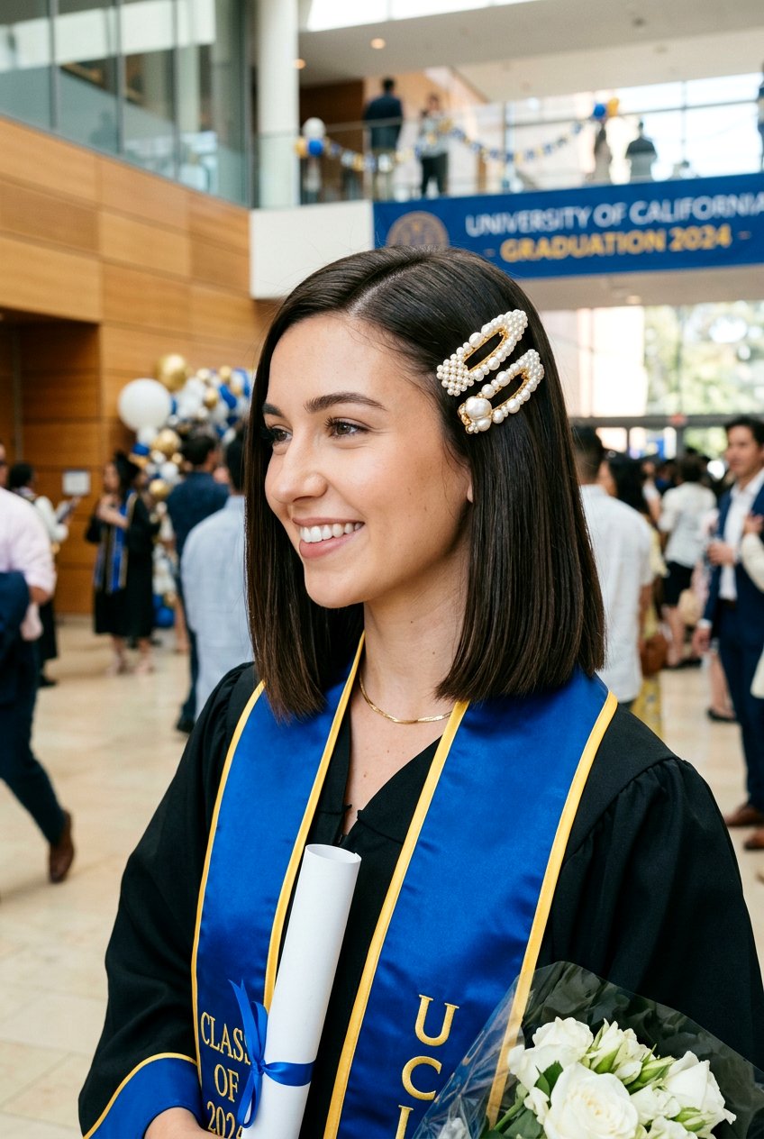 Pearl Clip Bob Graduation - 20 graduation hairstyle for short bob