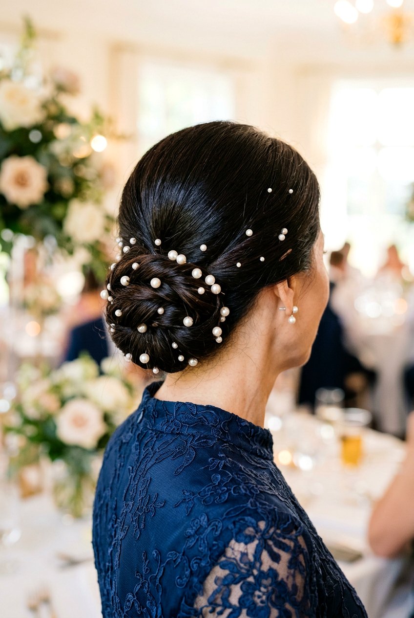 Pearl Embellished Knot - 20 half up hairstyle for mother of the bride - 20 half up hairstyle for mother of the bride