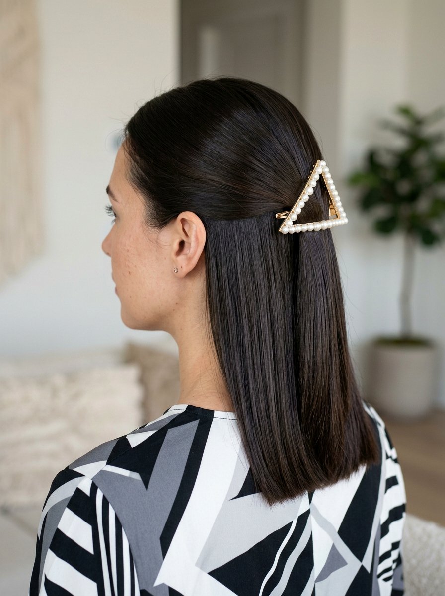 Pearl Geometric Clip Half Up - 20 pearl clip half up hairstyle - 20 pearl clip half up hairstyle