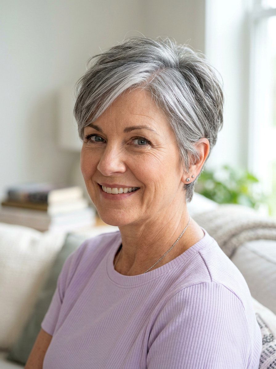 Pearl Gray Babylights on Natural Gray Hair - 20 pearl gray blending highlights - 20 pearl gray blending highlights