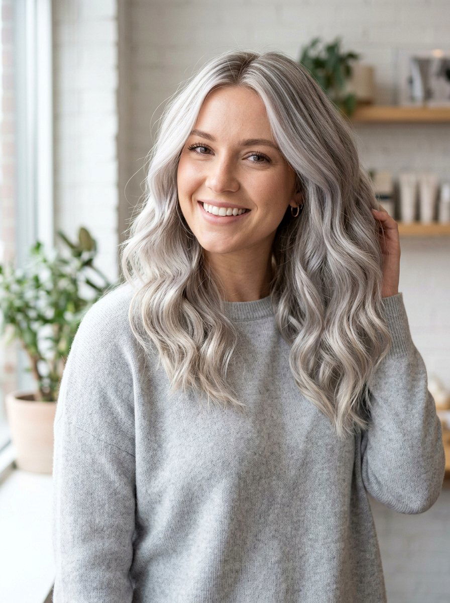 Pearl Gray Highlights on Blonde Hair - 20 pearl gray blending highlights - 20 pearl gray blending highlights