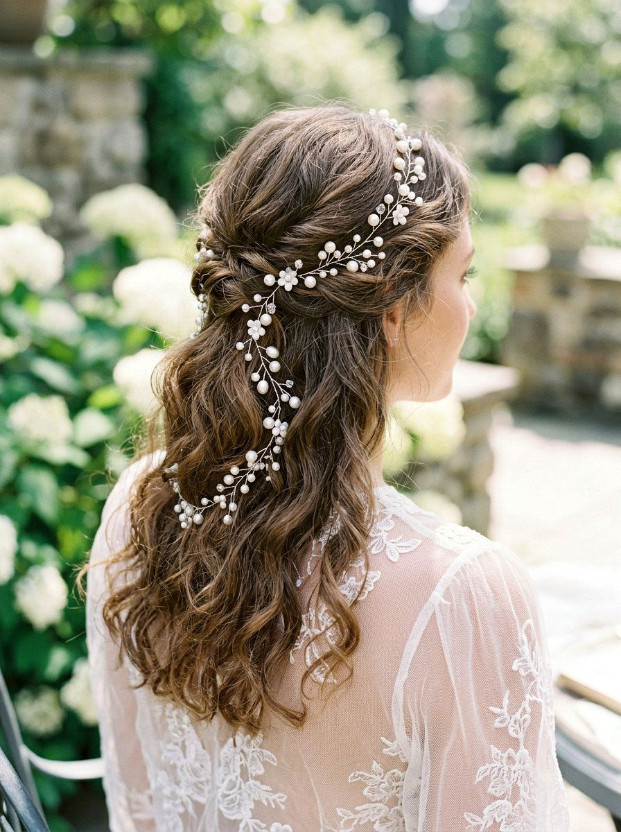 Pearl Hair Vine Half Up - 20 pearl clip half up hairstyle - 20 pearl clip half up hairstyle