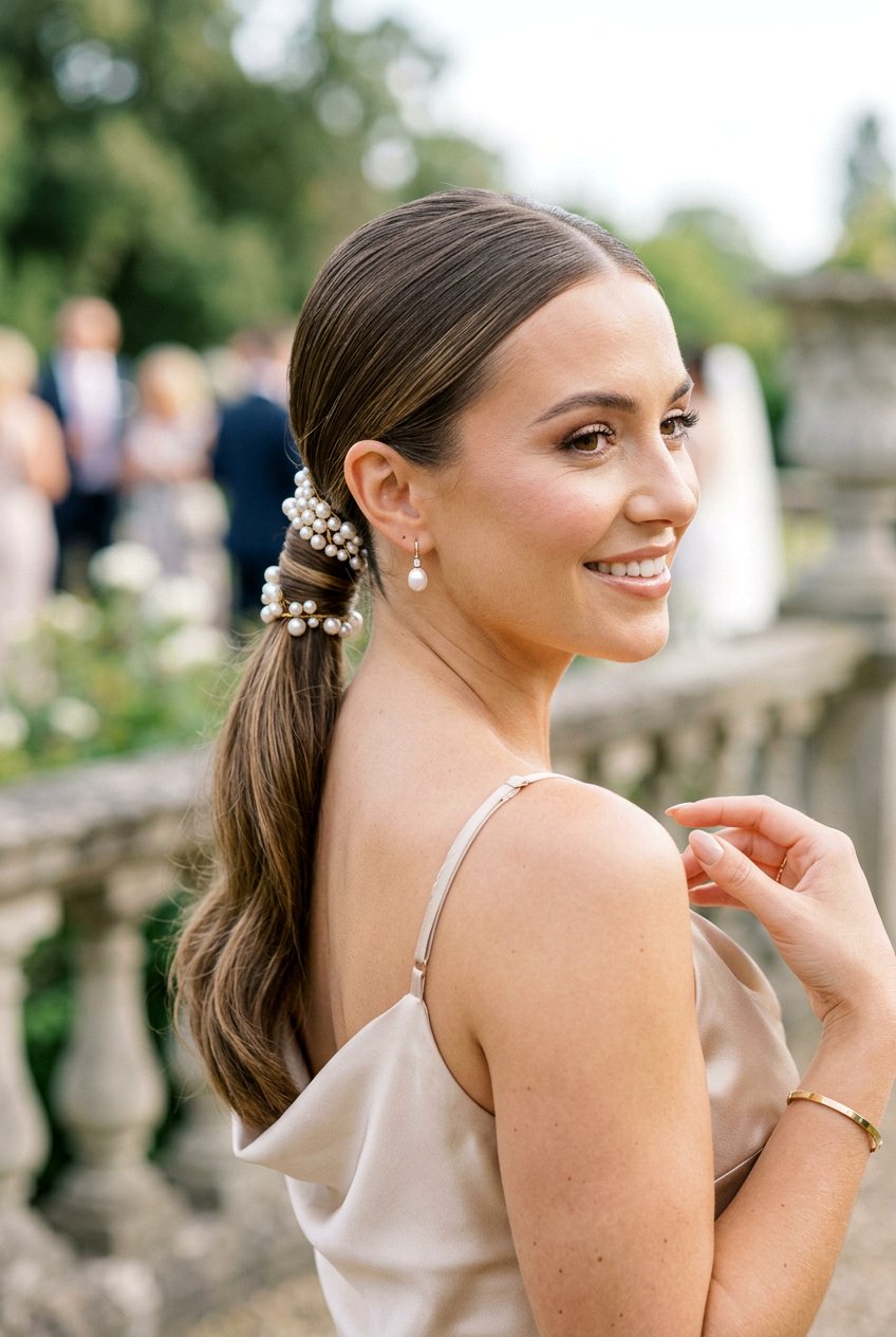 Pearl Low Ponytail Bridesmaid Hairstyle - 20 bridesmaid low ponytail hairstyle - 20 bridesmaid low ponytail hairstyle