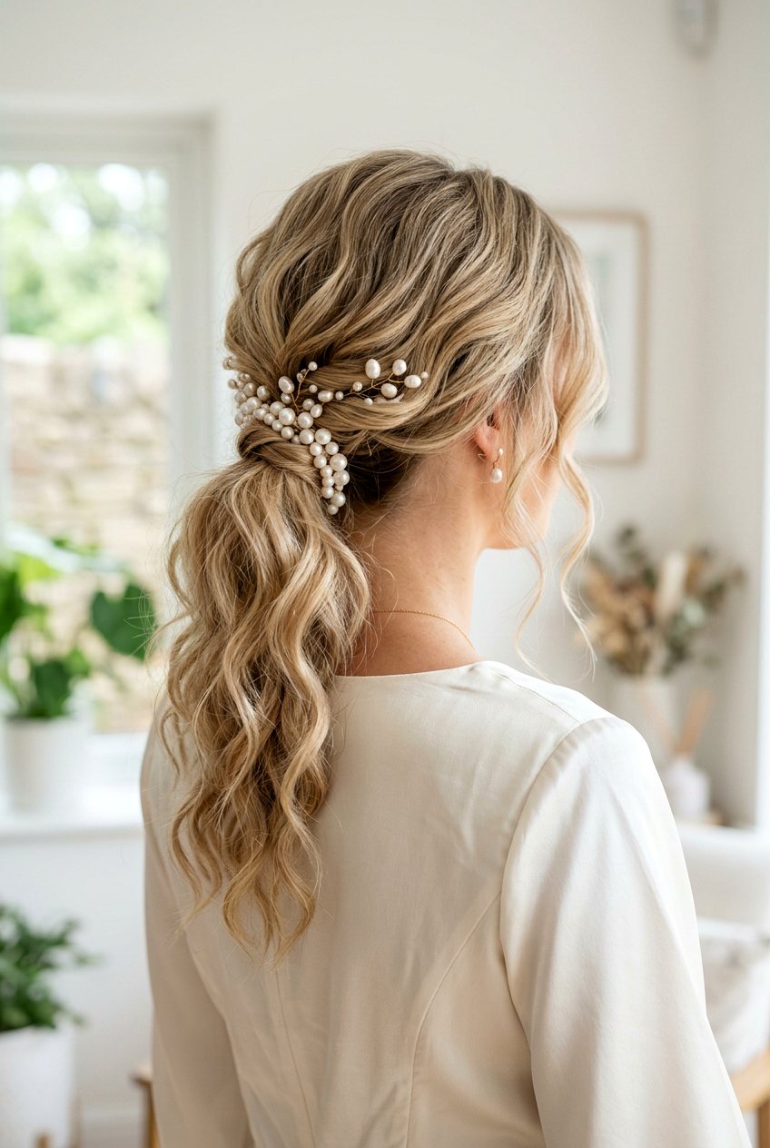 Pearl Pin Boho Ponytail - 20 boho bridal ponytail - 20 boho bridal ponytail