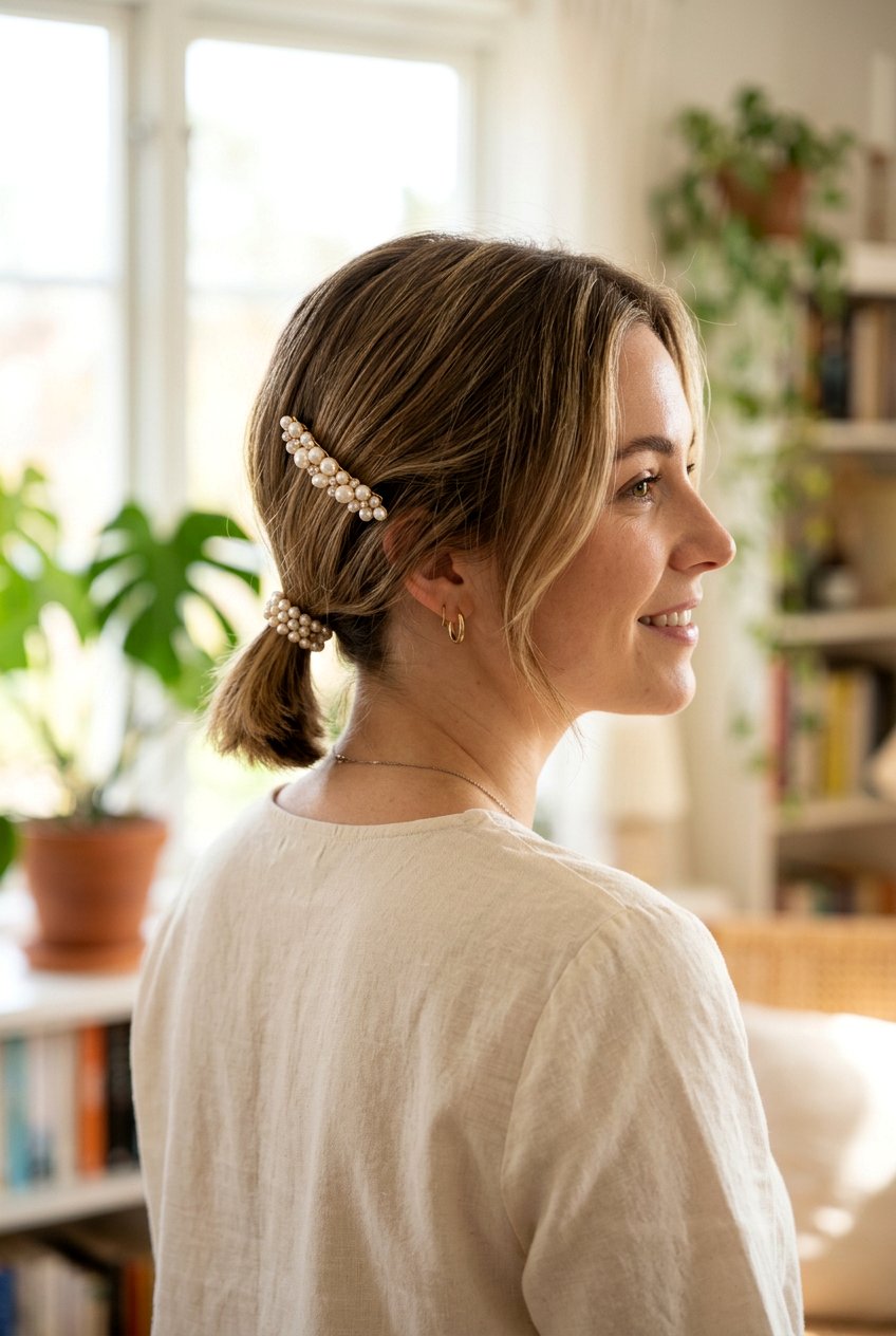 Pearl Ponytail For Short To Medium Hair - 20 pearl ponytail hairstyle - 20 pearl ponytail hairstyle