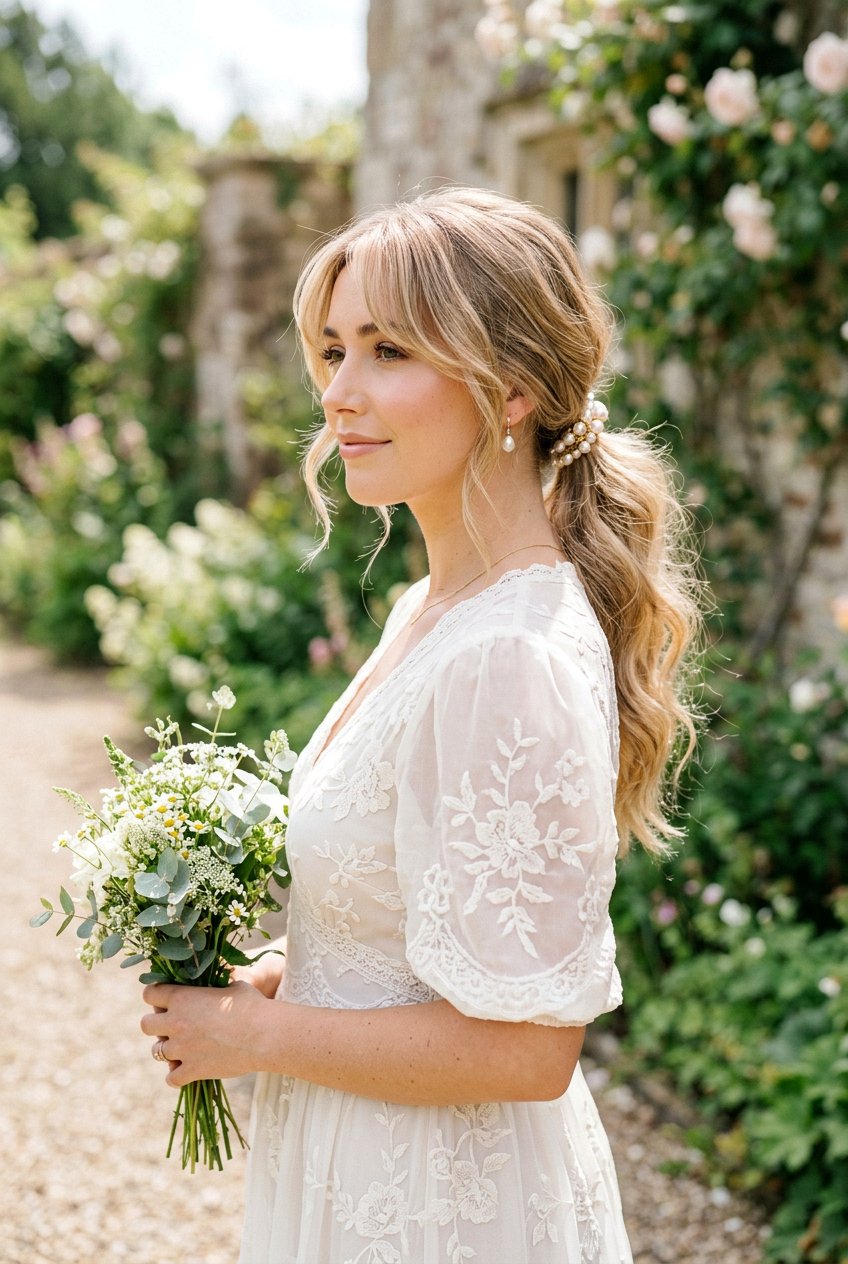 Pearl Ponytail With Face Framing Pieces - 20 pearl ponytail hairstyle - 20 pearl ponytail hairstyle