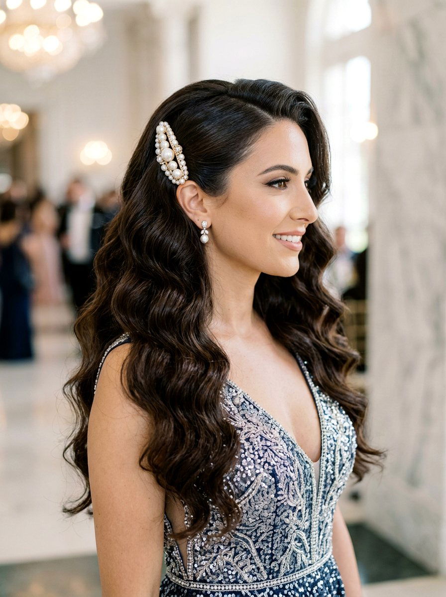 Pearl Side Clip Half Up - 20 pearl clip half up hairstyle - 20 pearl clip half up hairstyle