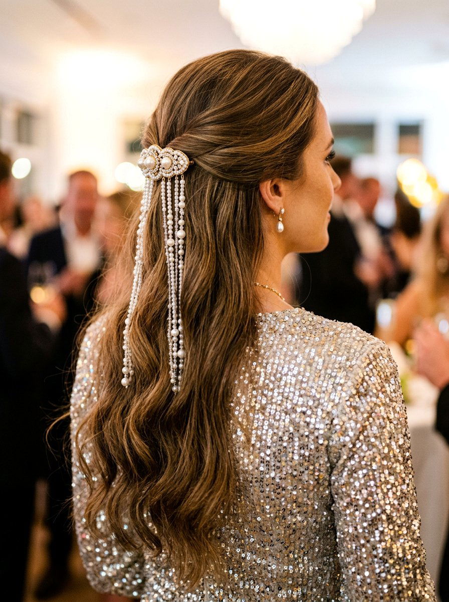 Pearl Tassel Clip Half Up - 20 pearl clip half up hairstyle - 20 pearl clip half up hairstyle