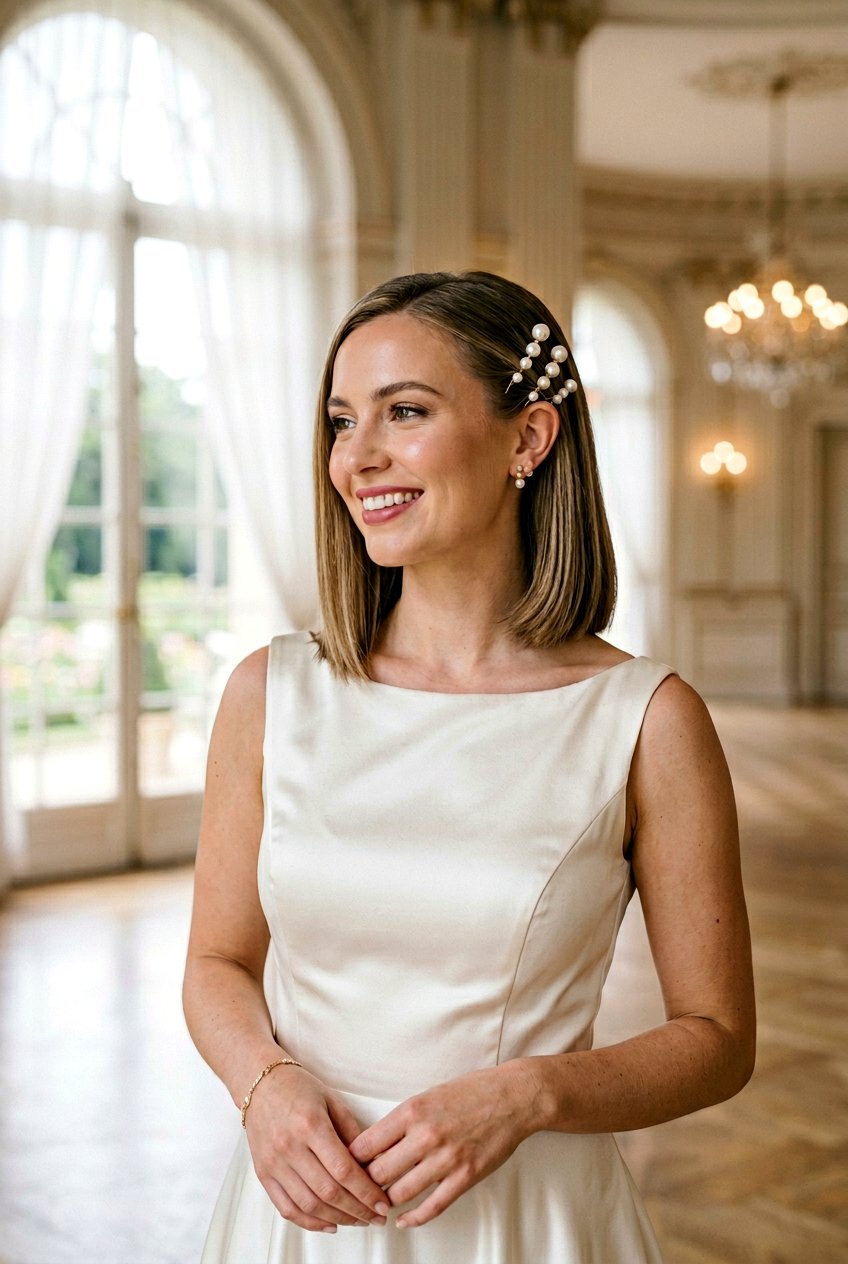 Pearl Tucked Bob - 20 prom hairstyle for short bob hair - 20 prom hairstyle for short bob hair