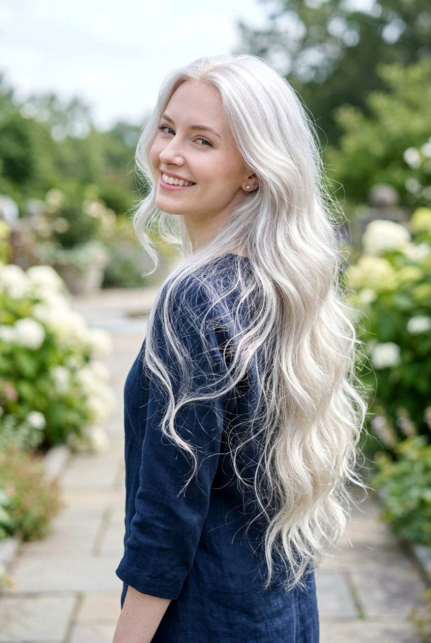 Pearl White Long Hair - 20 grandma hair color - 20 grandma hair color