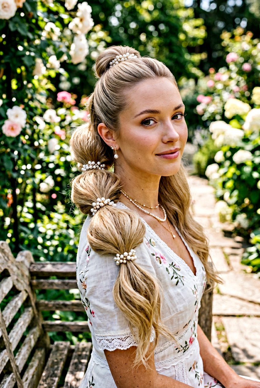 Pearlescent Bubble Ponytail - 20 fairycore half up hairstyle - 20 fairycore half up hairstyle